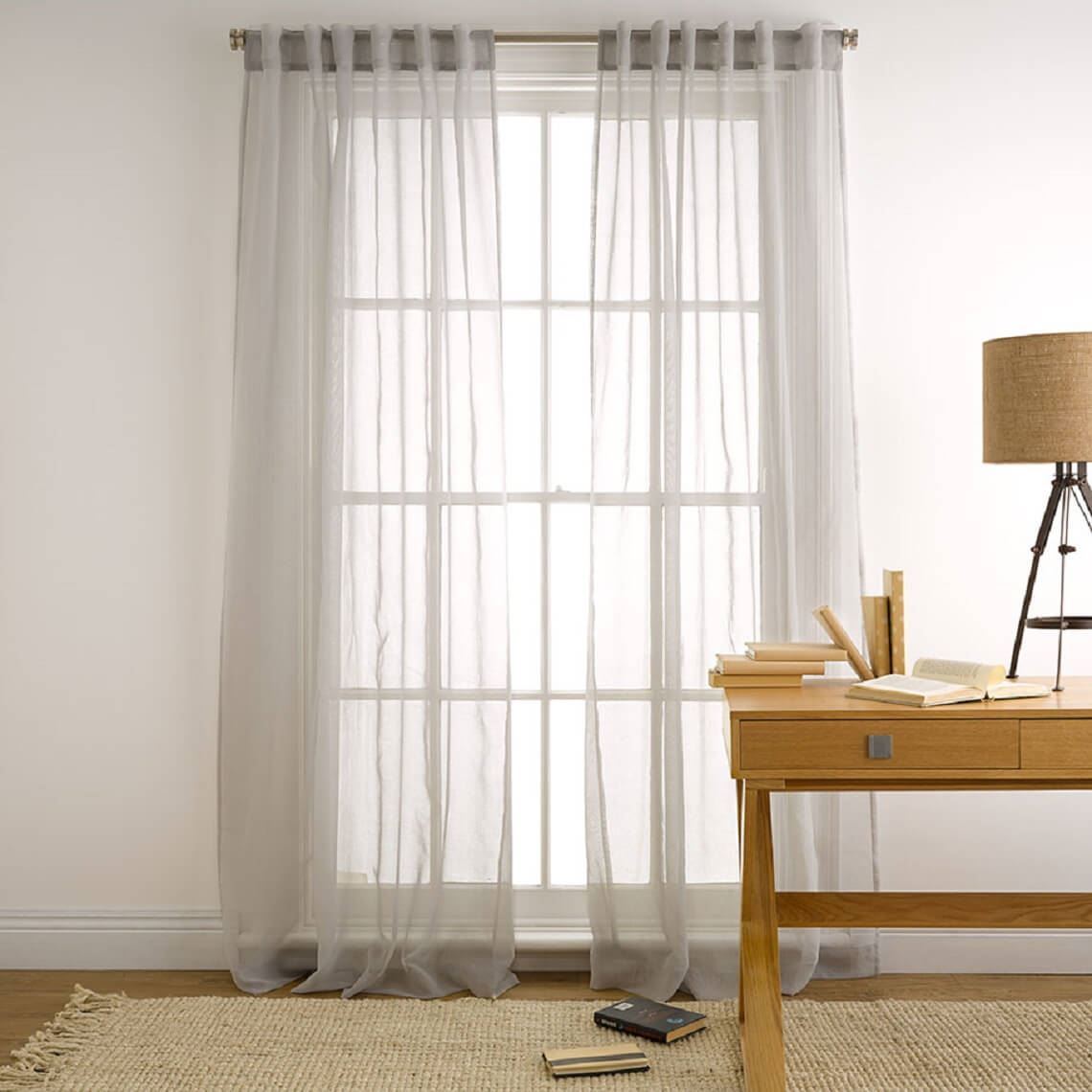 Mineral Tab Top Curtain 140x230cm Sheer Silver by Freedom by Freedom