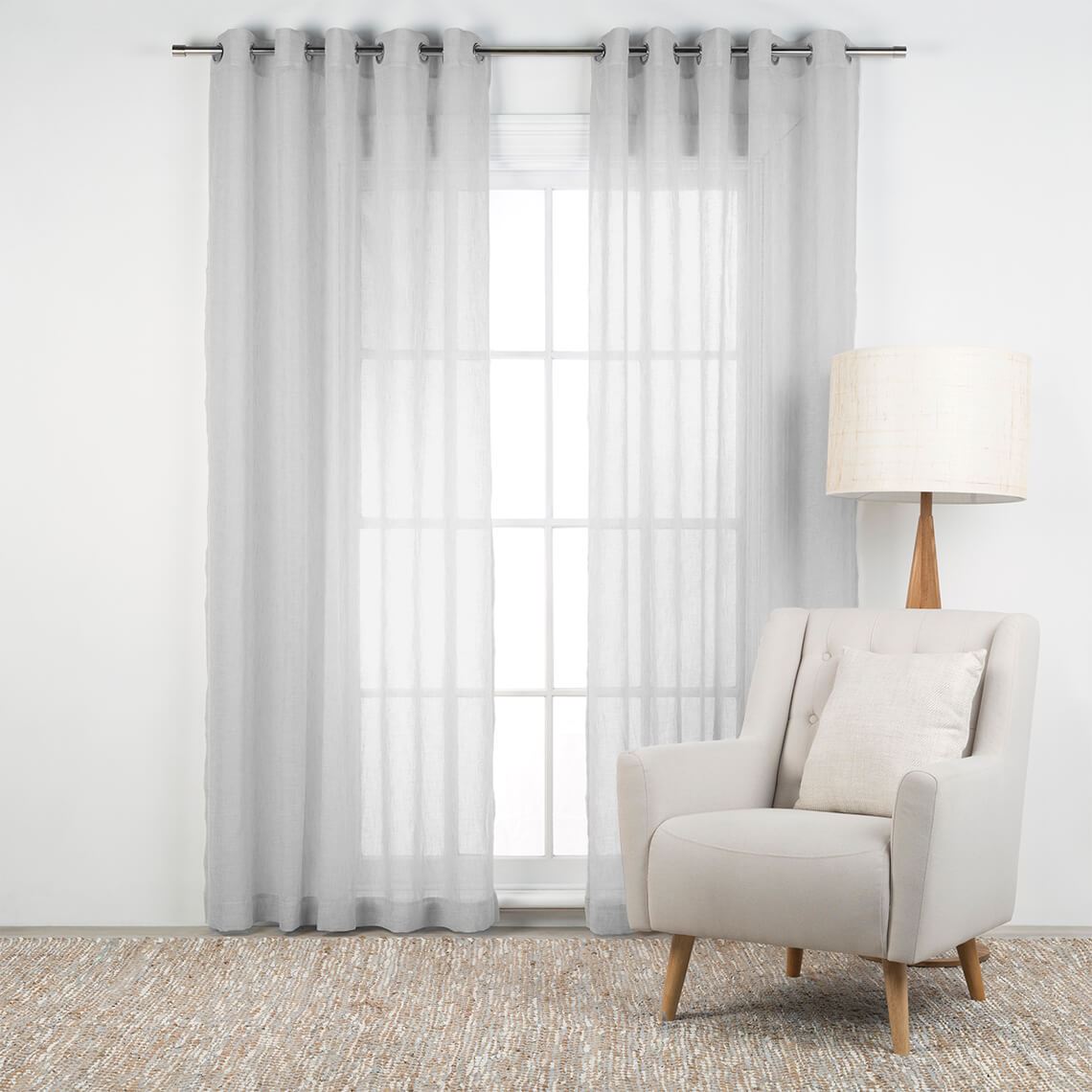 Bardwell Sheer 180x250cm Eyelet Curtain Silver (D) by Freedom by