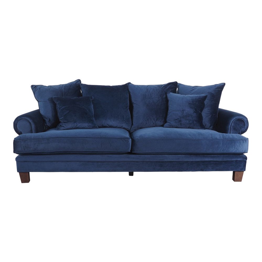 Lisette 3.5 Seater Sofa Indigo Velvet by Early Settler Style Sourcebook