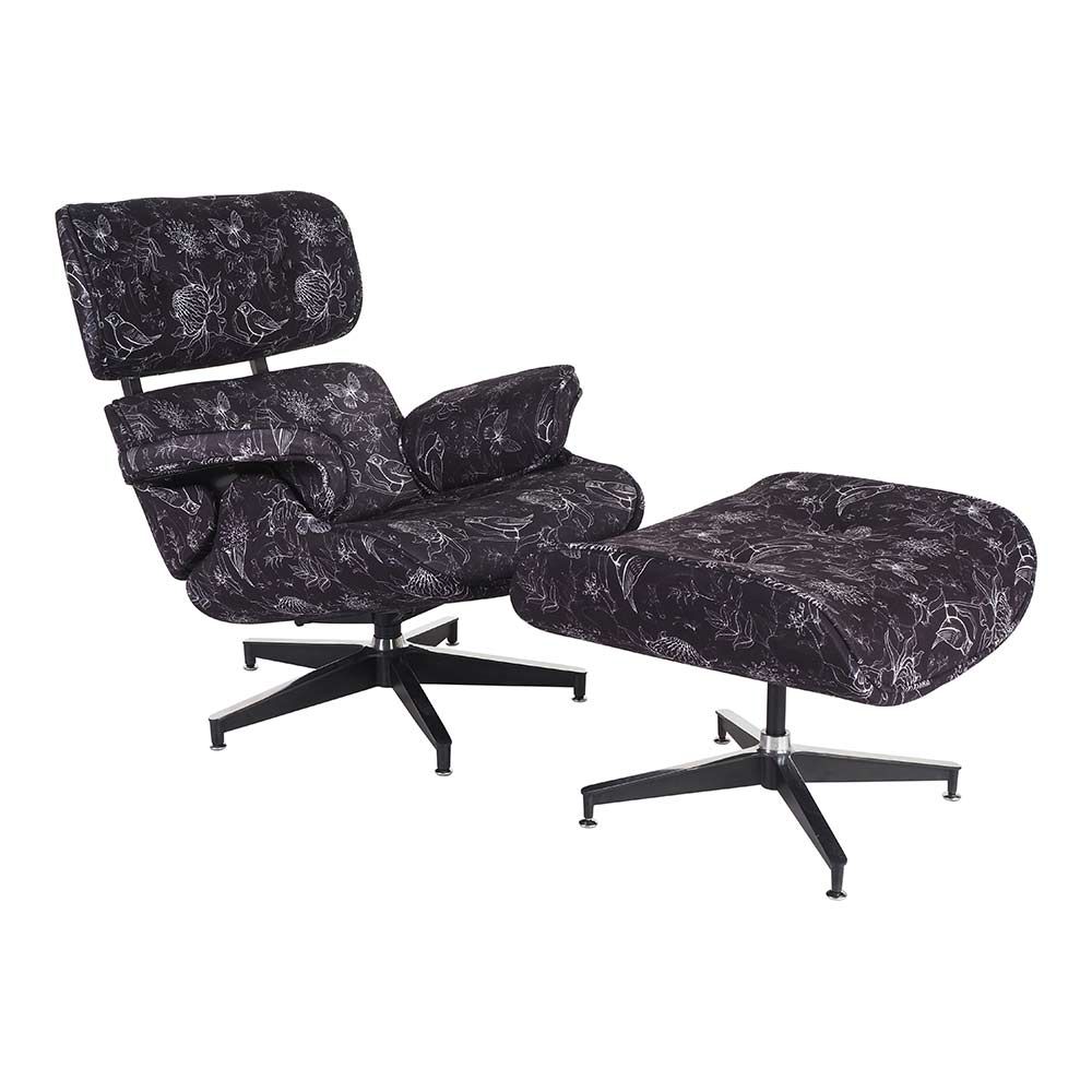 Replica Eames Premium Lounge Chair and Ottoman Bird Print by Early