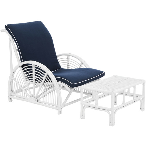 Havana Rattan Armchair & Footrest Set Colour White by Temple & ster