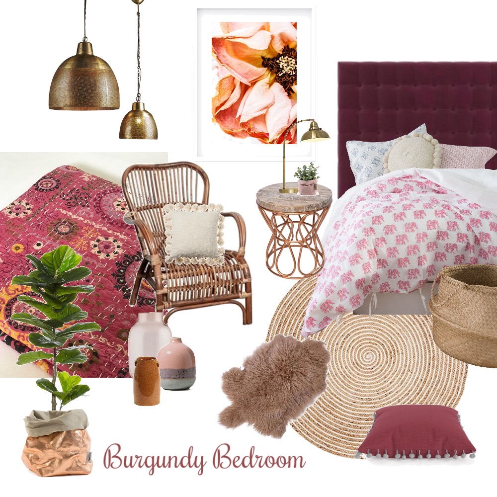 Burgundy bedroom Interior Design Mood Board by Two Wildflowers - Style ...