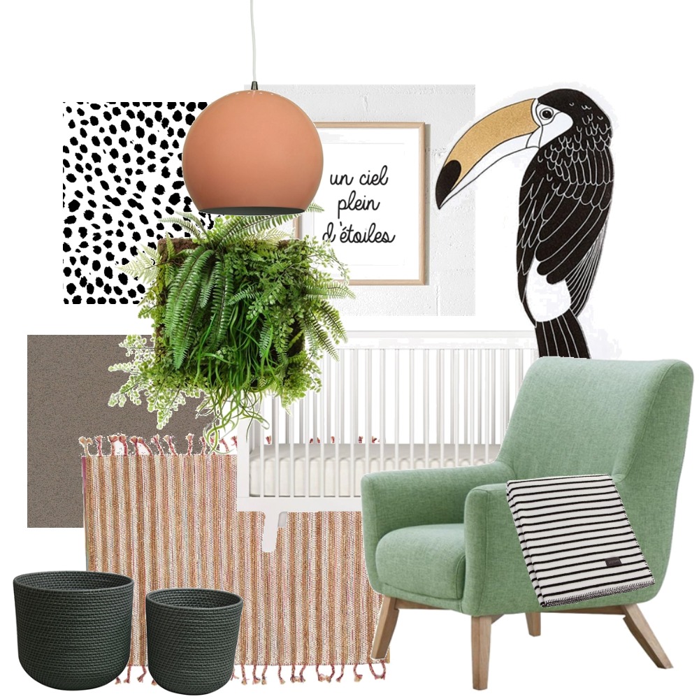 nursery with tropical vibes Interior Design Mood Board by Reka Fabian