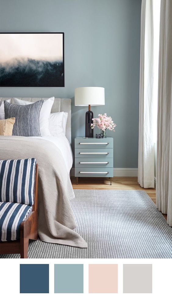 Living Room - blue-green-pink-gray scale Interior Design Mood