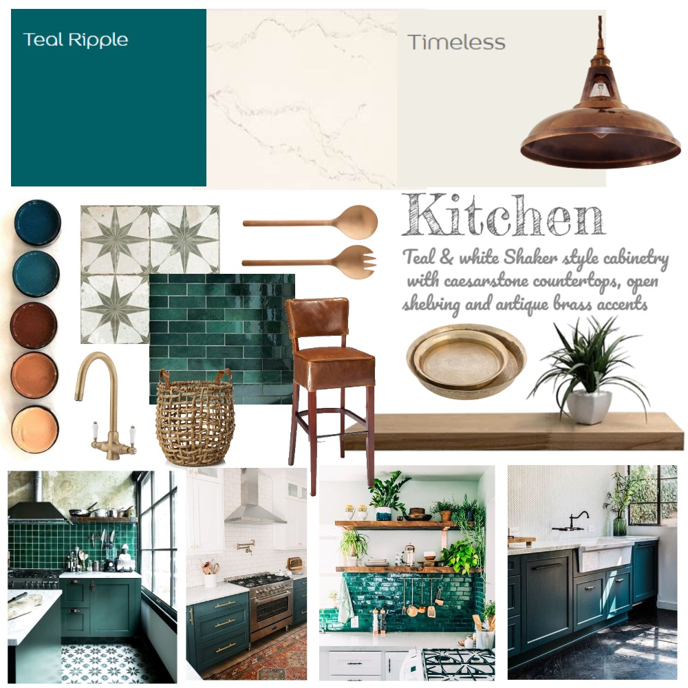 Teal Kitchen Inspiration Interior Design Mood Board by kersco Style
