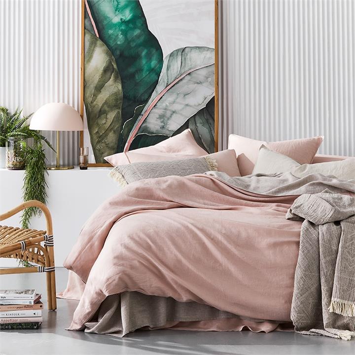 Home Republic Vintage Washed Bedlinen Queen Nude Pink Quilt Cover