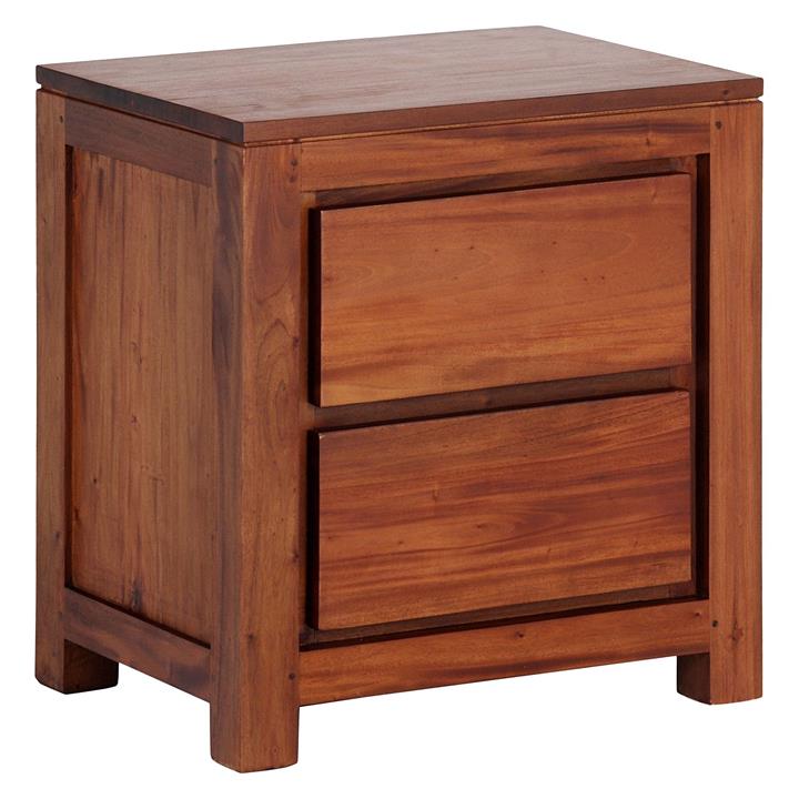 Hague 2 Drawer Timber Bedside Table in Light Brown by Kayu Estate by