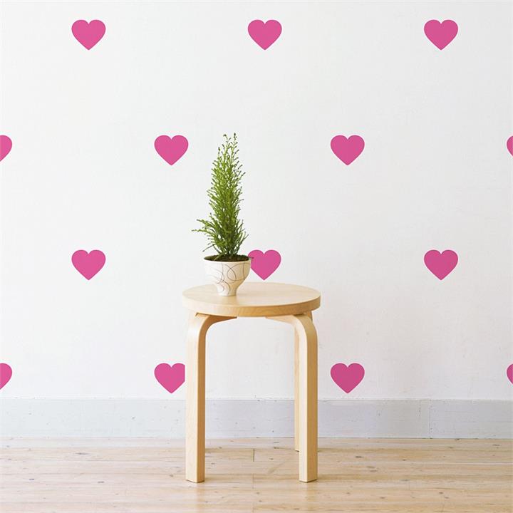 Midi Love Hearts Wall Decal in Pink by Little Sticker Boy by Little