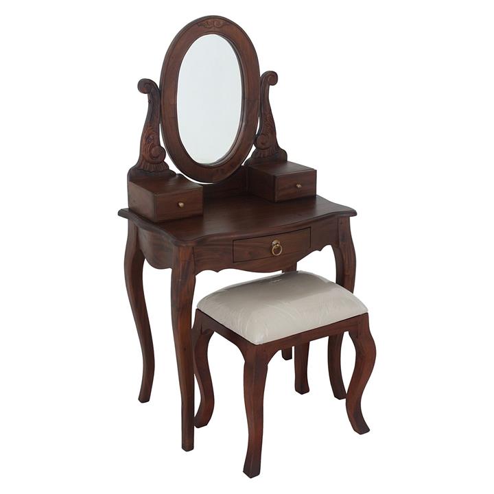 Annalise 3 Drawer Timber Dressing Table Set in Brown by Kayu Estate by