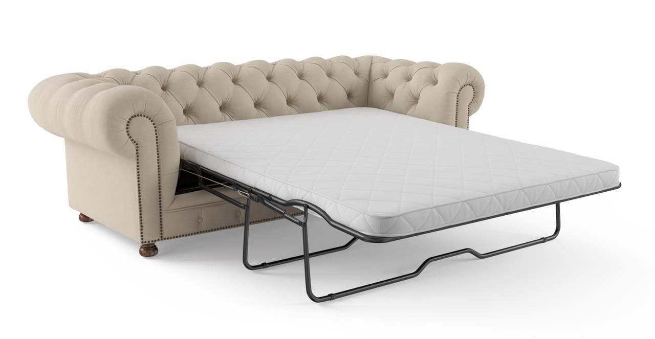 Camden Chesterfield 3 Seater Sofa Bed French Beige by Brosa Style