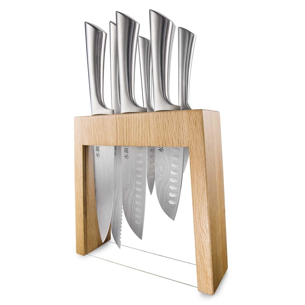 Baccarat Damashiro Mizu Knife Block 7 Piece Oak by Baccarat Style