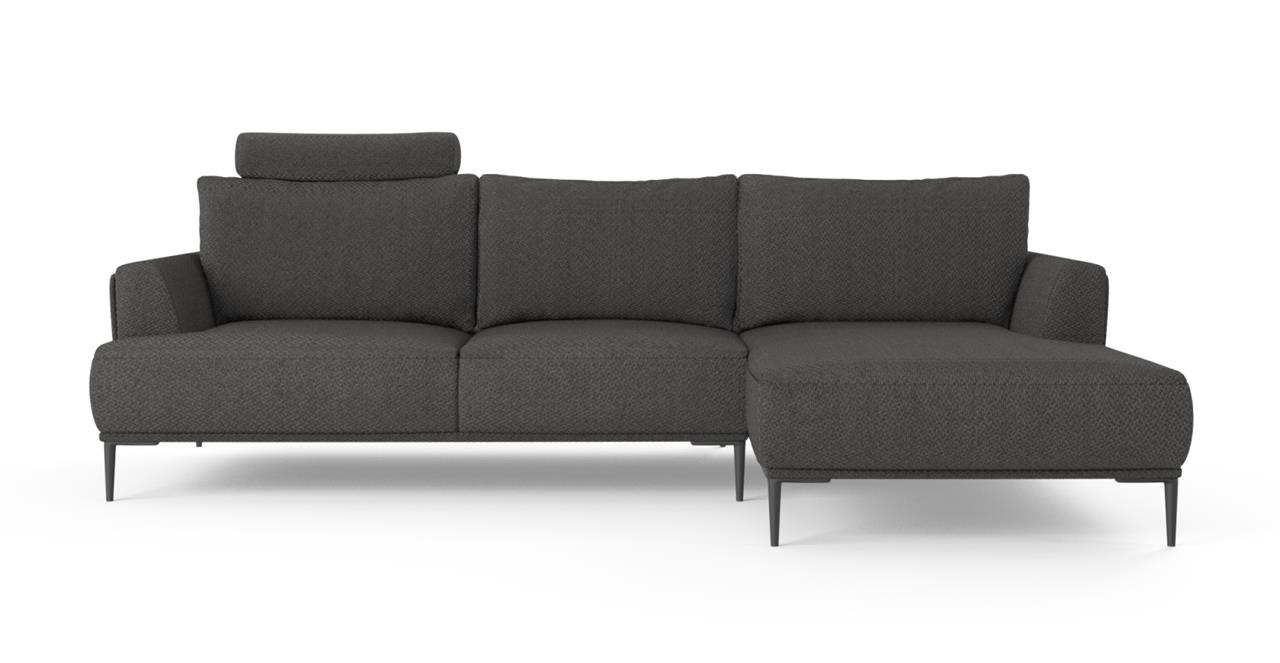 Como Motion Modular Sofa with Chaise Nickel Grey Right Chaise by Brosa