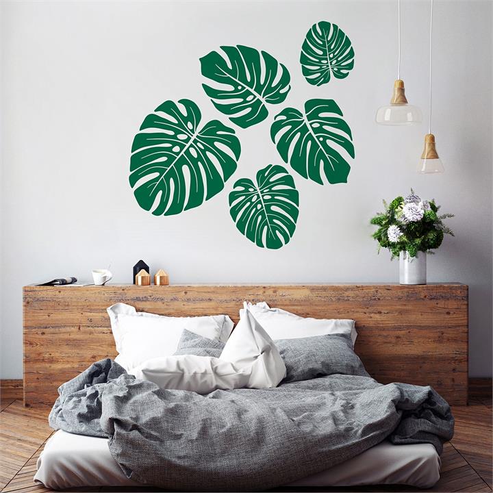 Tropical Leaves Wall Decal in Green by Vinyl Design by Vinyl Design