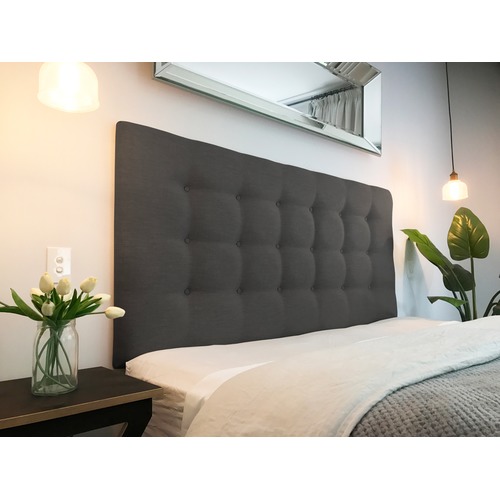 Isla Deluxe Upholstered Bedhead Size Queen, Colour Ebony by Temple