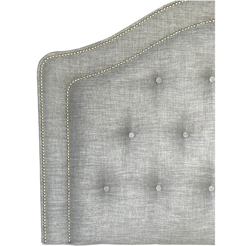 Isaac Upholstered Bedhead Size Queen, Colour Silver by Temple