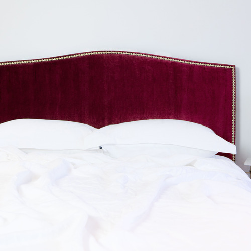 Velvet Studded Bedhead Colour Burgundy Maroon, Size King by Temple