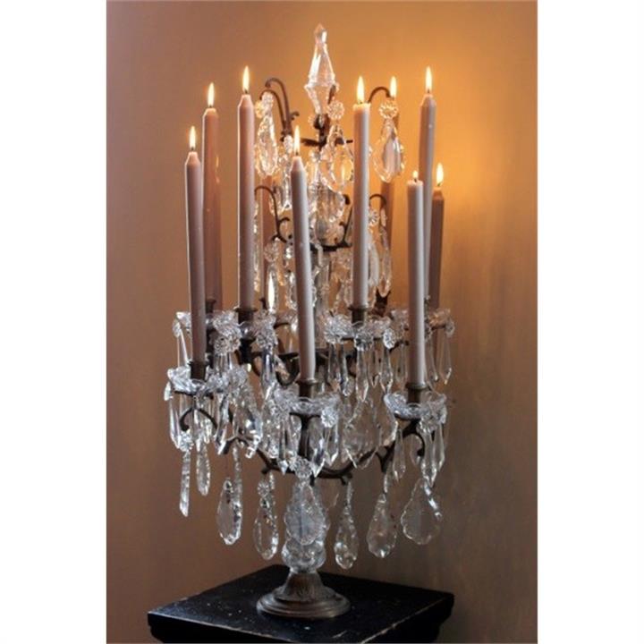 Estella Metal Candelabra with Cut Glass Droplets Large by Emac