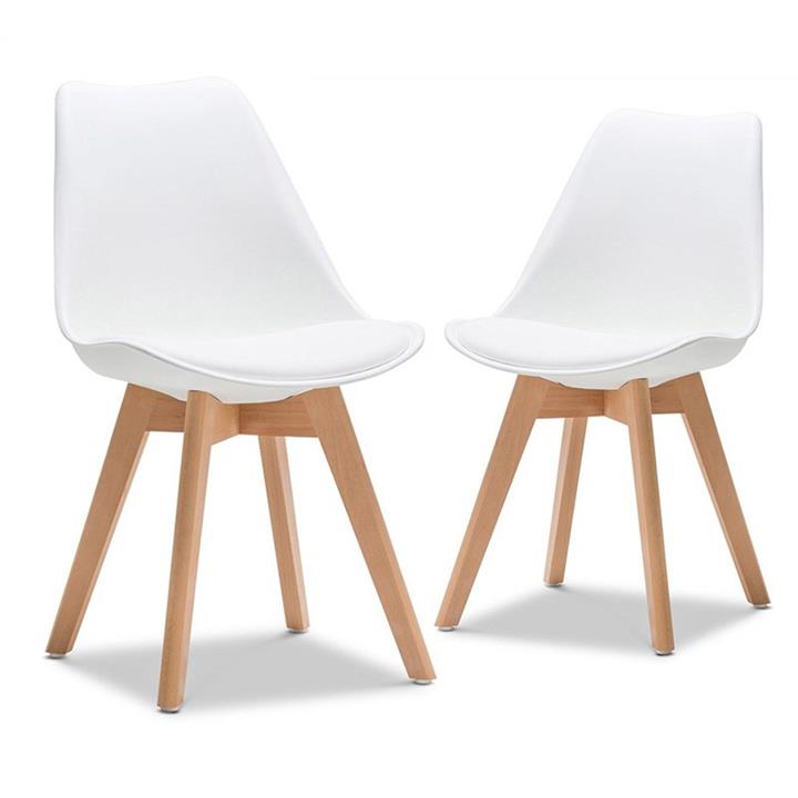 Brighton Dining Chairs, Set of 2, White / Natural by FLH Style Sourcebook