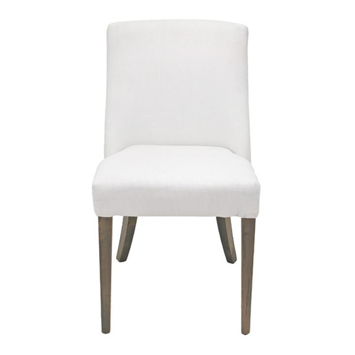 Ophelia Linen Upholstered Solid Timber Dining Chair White by Diaz