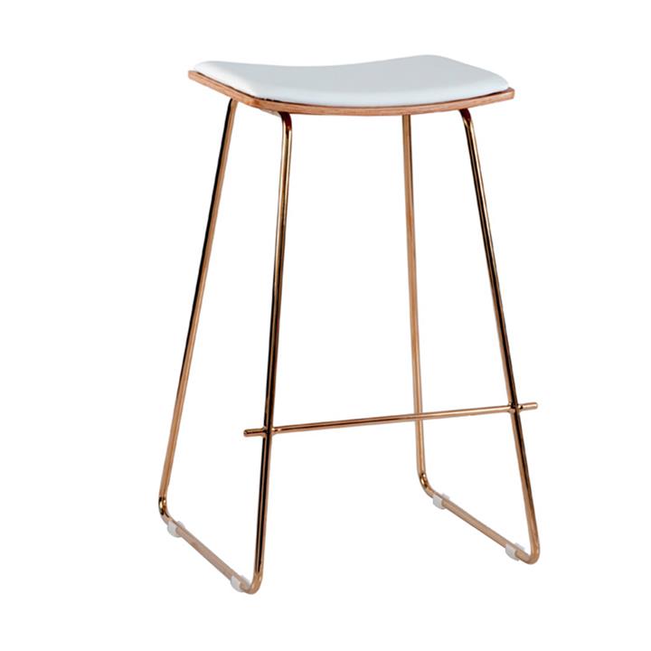 Nordberg Commercial Grade Steel Bar Stool with PU Seat, White / Rose