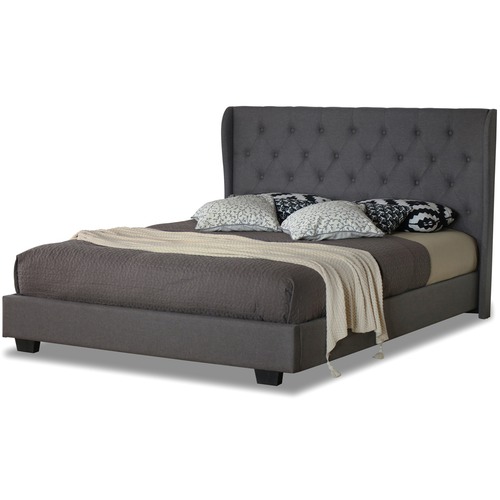 Charcoal Harlow Winged Bed Frame Size Queen by Temple & ster