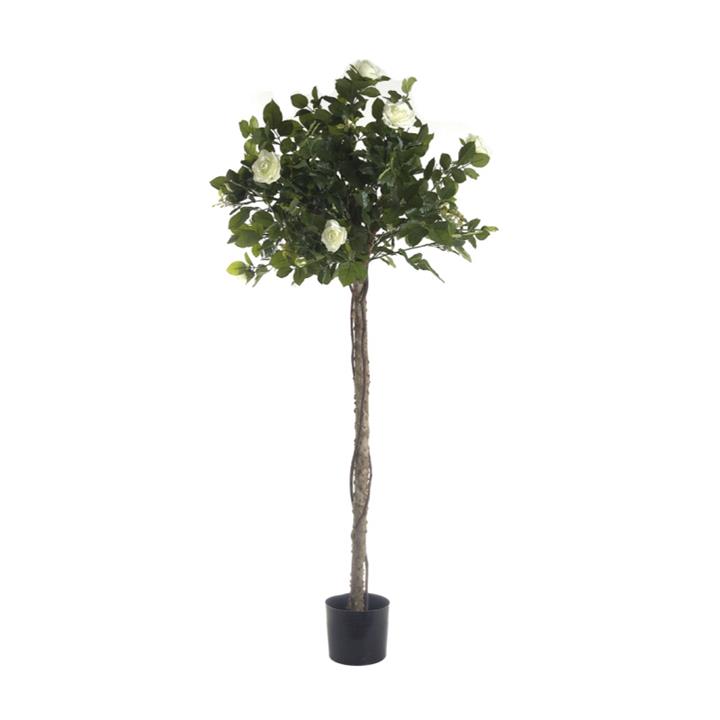 Artificial Rose Topiary Tree, White Flower, 140cm by Florabelle Style