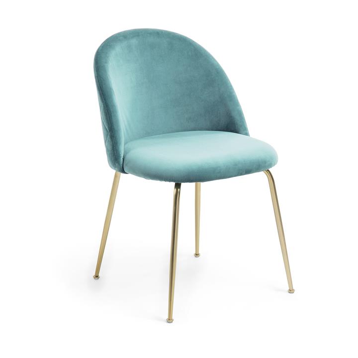 Loftus Velvet Fabric Dining Chair, Teal / Gold by El Diseno Style