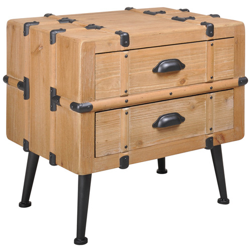 2 Tone Martyna Pine Wood Bedside Table by Temple & ster Style