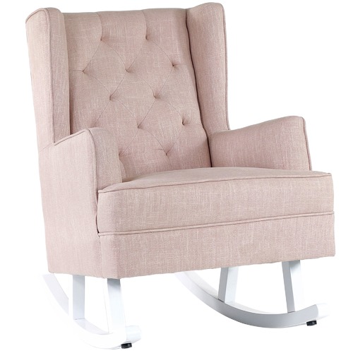 Dusty Pink Isla Wingback Rocking Chair Leg Colour White by Temple