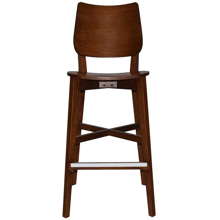 Dakota Commercial Grade Oak Timber Bar Stool, Timber Seat, Light Walnut