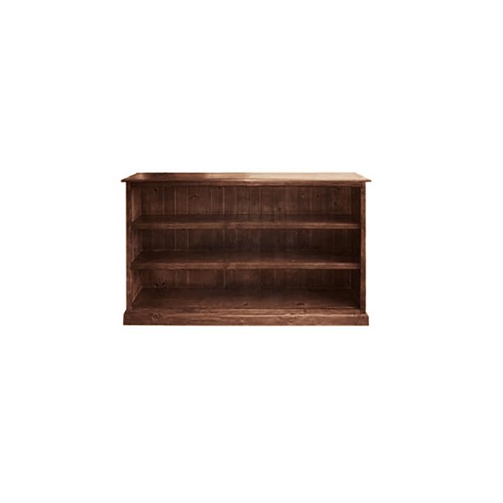 LA New Zealand Pine Timber Low Bookcase, 150cm, Walnut by MATF