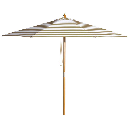 3m Taupe & White Striped Coastal Market Umbrella by Temple & ster