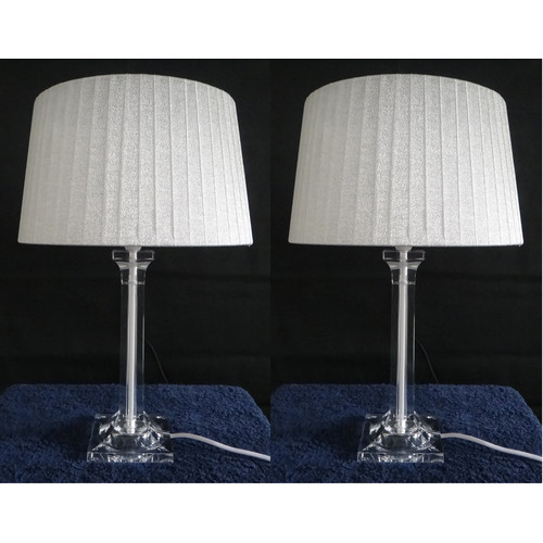 Set of 2 Laura Tapered Drum Table Lamp Shade Colour Silver by Temple