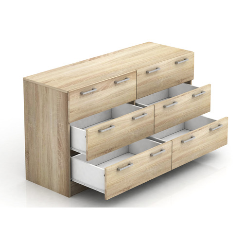 White Tribeca 6 Drawer Lowboy Dresser Colour Sonoma Oak by Temple