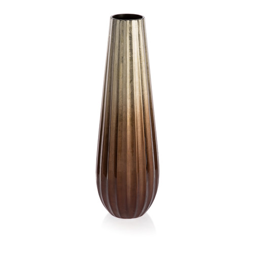 Copper Ceramic Conical Tall Vase Fluted Size Medium by Temple