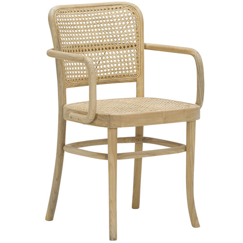 Samira Teak & Cane Dining Chair with Arms Frame Colour Natural by