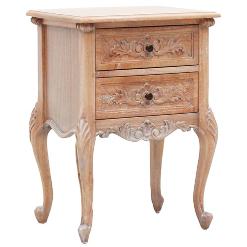 French Provincial Louis Bedside Table Finish Weathered Oak by Temple