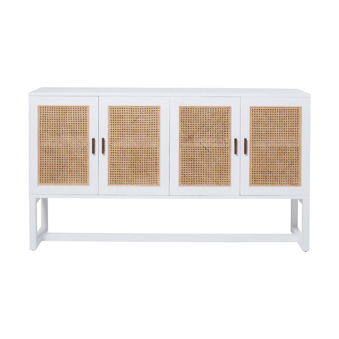 Rita 4 Door Buffet in Mike White Mindi/Rattan by OzDesignFurniture