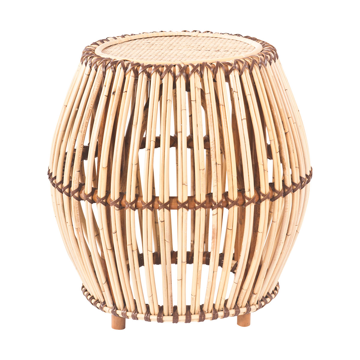 Barbados Side Table in Natural Rattan/Leather by OzDesignFurniture