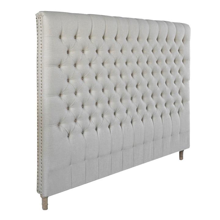 Chesterfield Tufted Linen Bed Headboard, King, Oatmeal by Manoir Chene