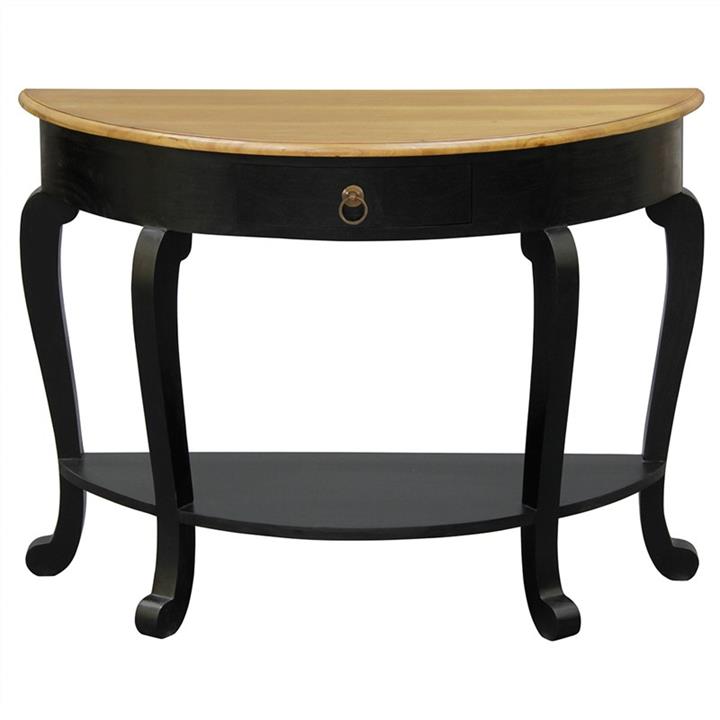 Cabriol Mahogany Timber Half Round Sofa Table, Caramel / Black by Centrum Furniture Style