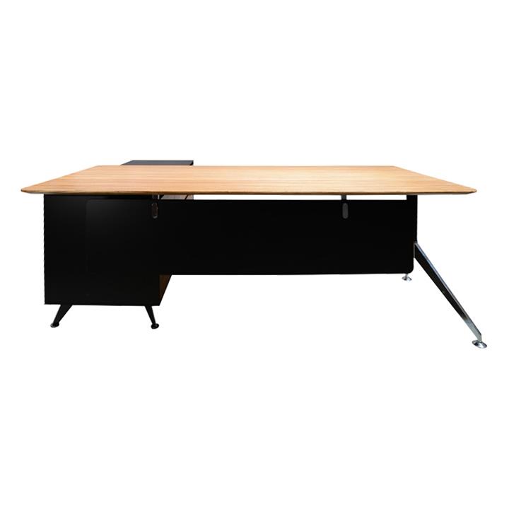 Milando Executive Office Desk with Right Return, 195cm, Zebra Oak