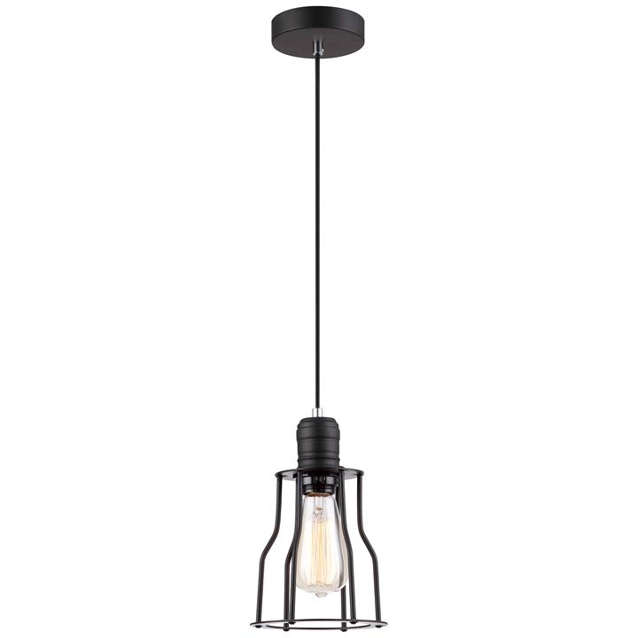 Blackband Iron Caged Pendant Light, Funnel, Black by CLA Ligthing