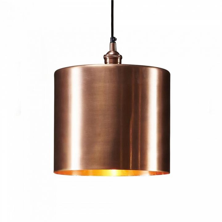 Zurich II Metal Drum Pendant Light, Large, Antique Copper by Zaffero