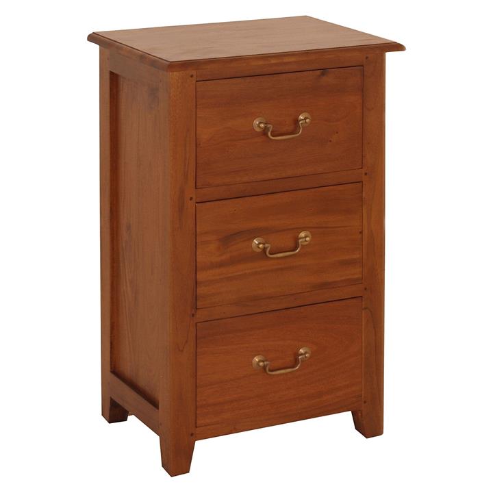 Lentera 3 Drawer Bedside Table, Pecan in Light Brown by Kayu Estate by
