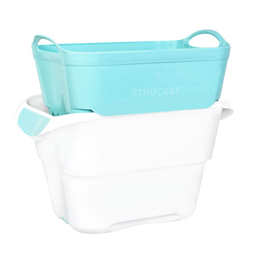 Strucket Laundry Bucket with Strainer Colour Aqua by Temple & ster
