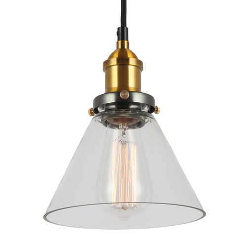 Clear Glass Funnel Filament Pendant Light by Temple & ster Style