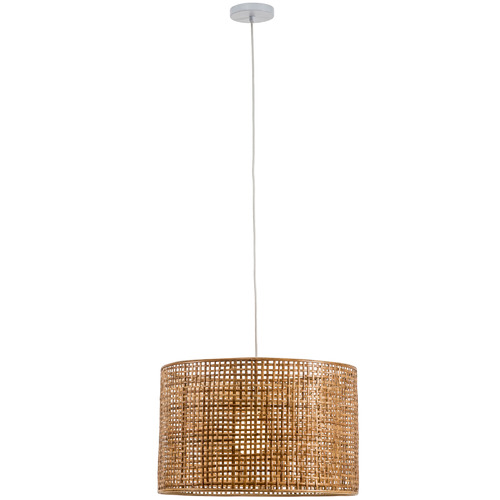 Lattice Rattan & Steel 32cm Tall Pendant Light by Temple & ster