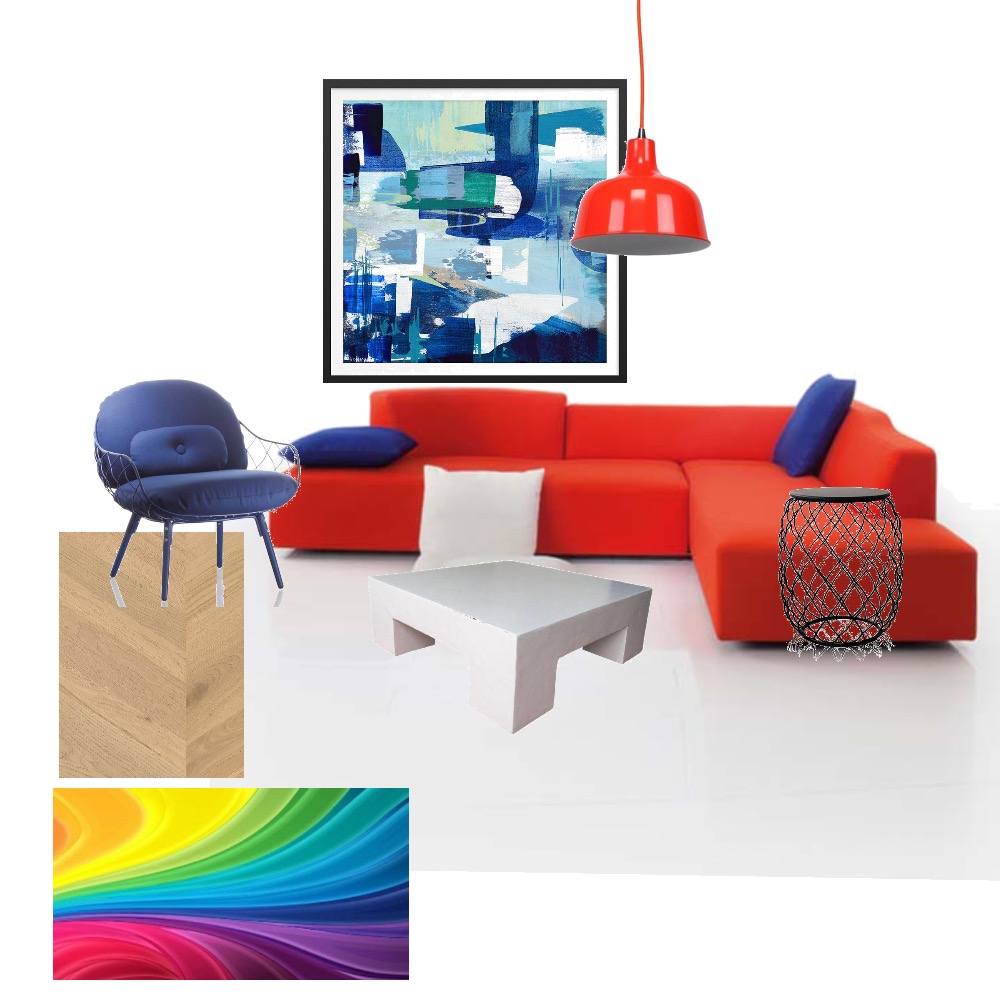 Red and blue Color scheme living room Interior Design Mood Board by