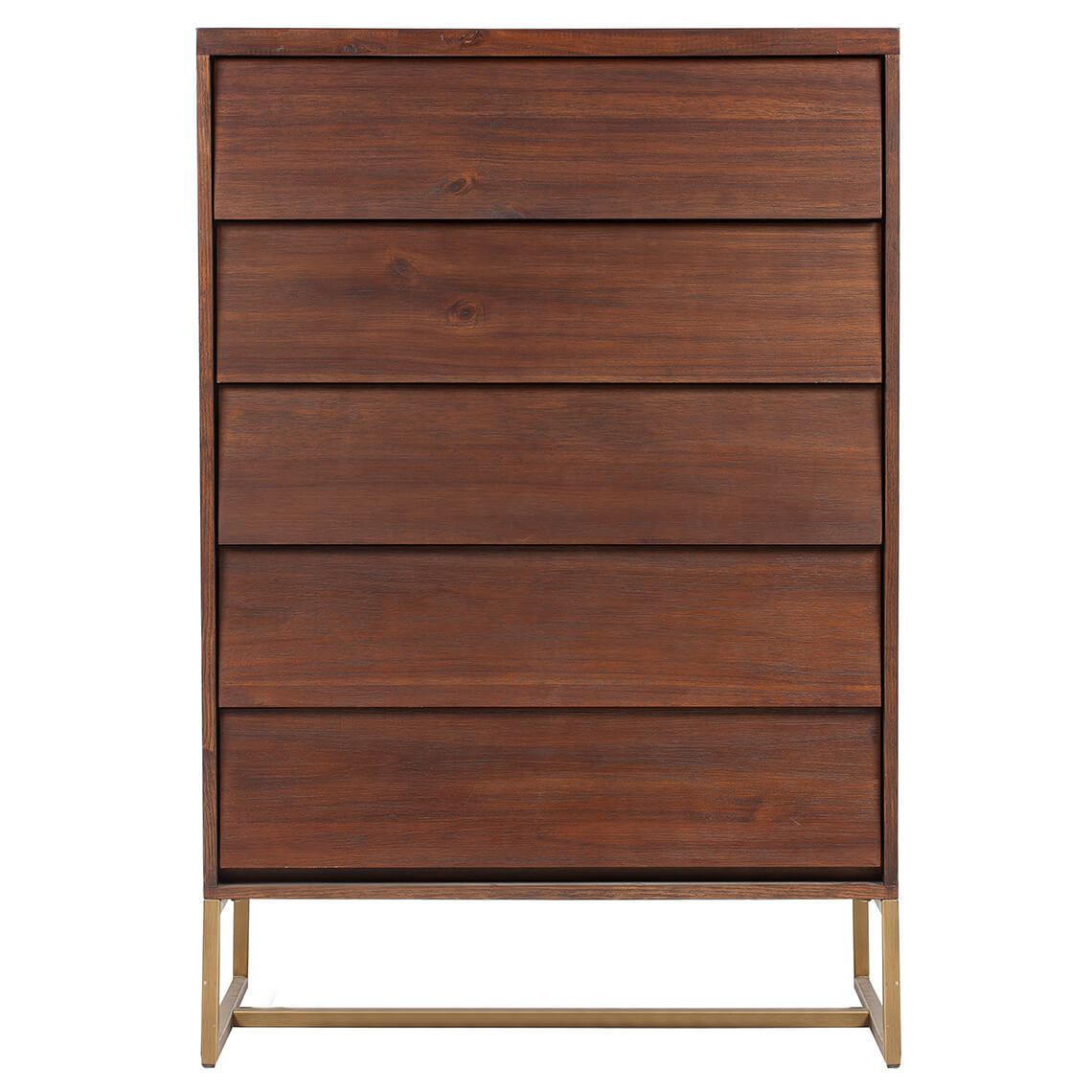 Parque Tallboy 5 Drawer Cafe/Brass Colour by Freedom by Freedom Style